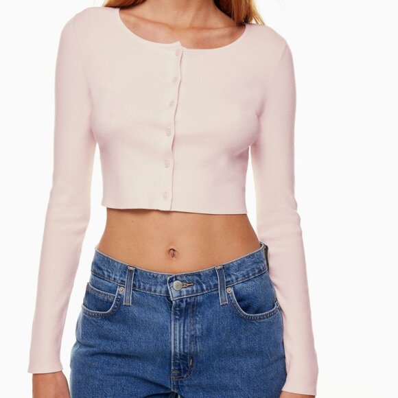 NWOT Aritzia/Sunday Best Izzy Cropped Cardigan in Cognac Brown, Size S - Picture 3 of 9